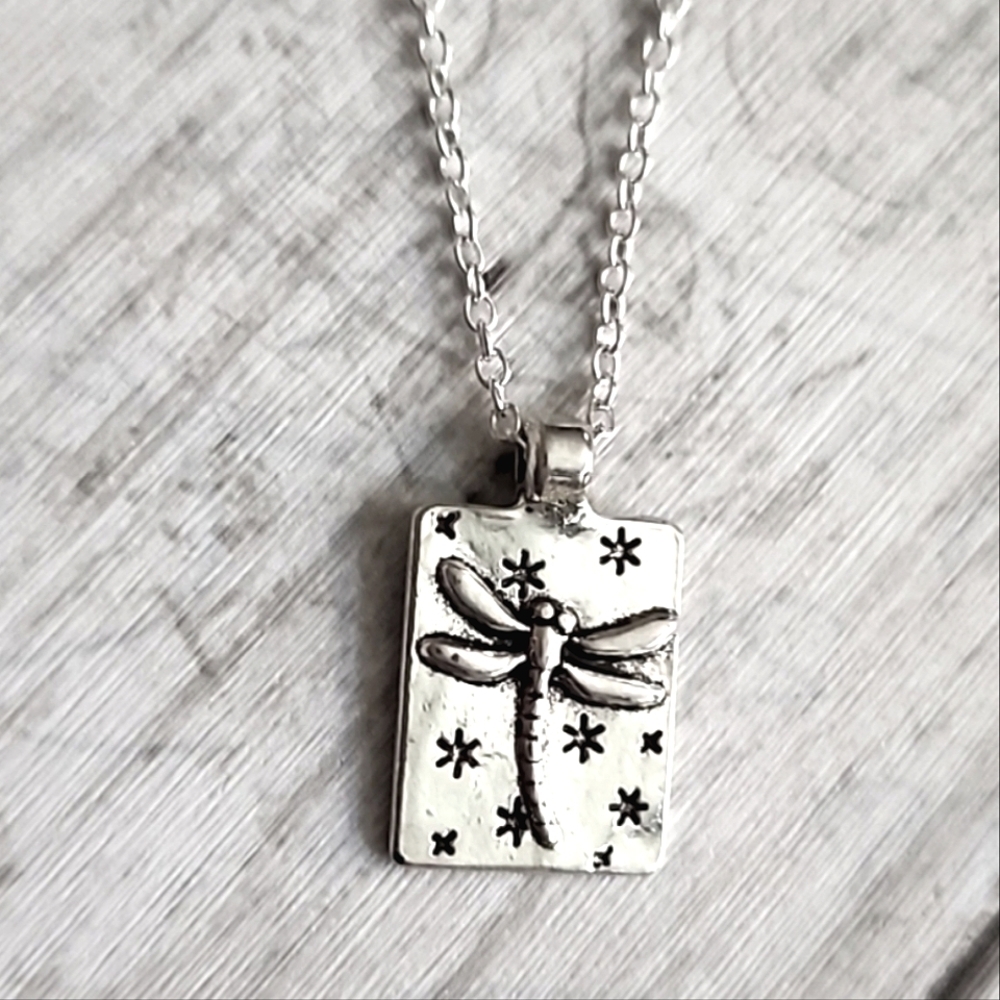 Dragonfly Pendant Necklace SILVER 925/ Zinc Pendant Tarnish Resistant